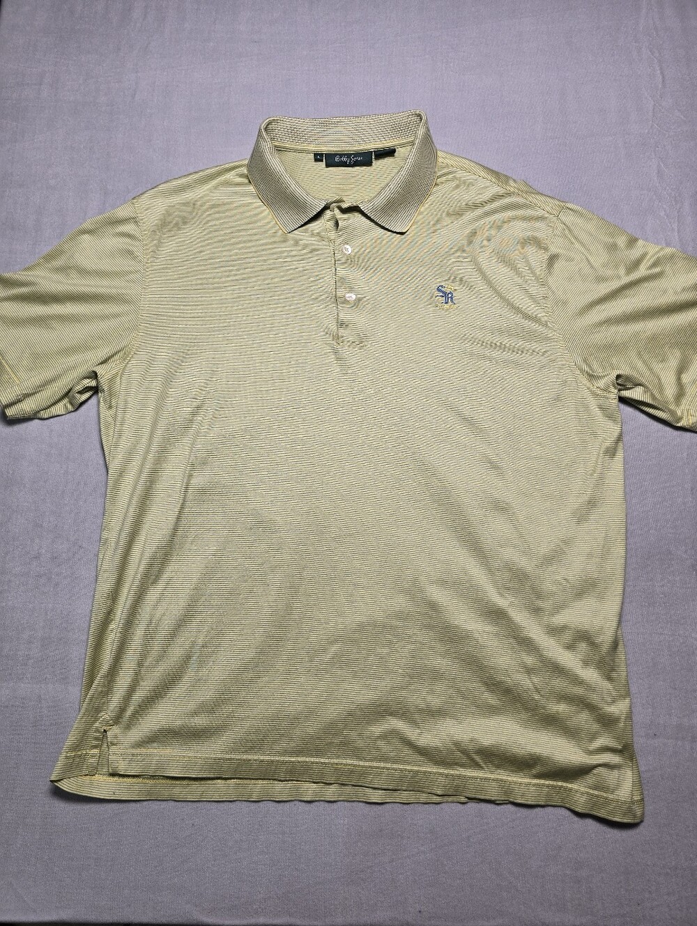 Bobby Jones Golf Polo L Green Striped Sunset Ridge Country Club Luxury Shirt